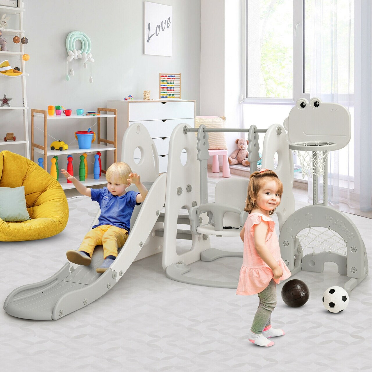 Toddler slide top swing set